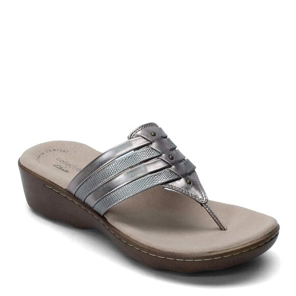 Clarks Womens Phebe Carman Strappy Metallic Bronze Wedge Sandals Size 9.5M - Picture 1 of 12